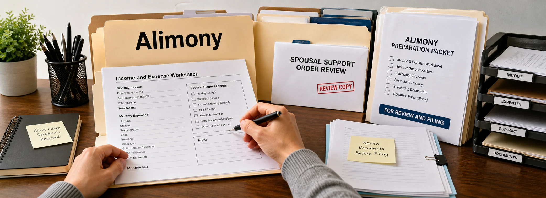 Alimony and spousal support legal document preparation, court forms, filing packets, and paralegal document support from Court Documents