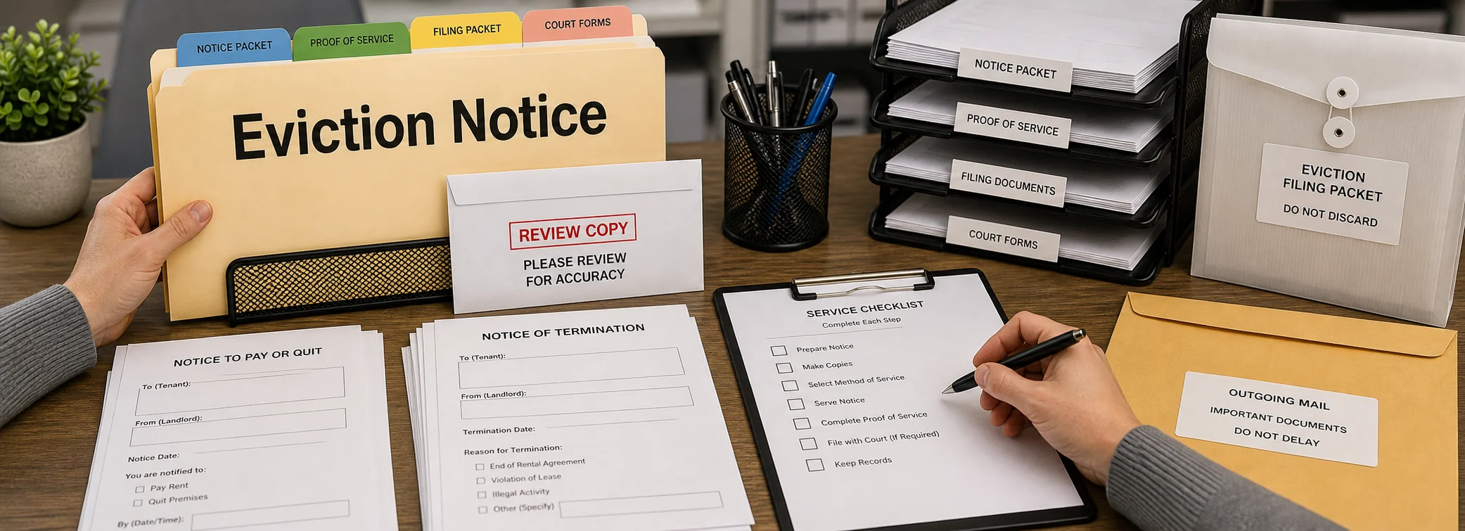 Eviction notice legal document preparation, court forms, filing packets, and paralegal document support from Court Documents