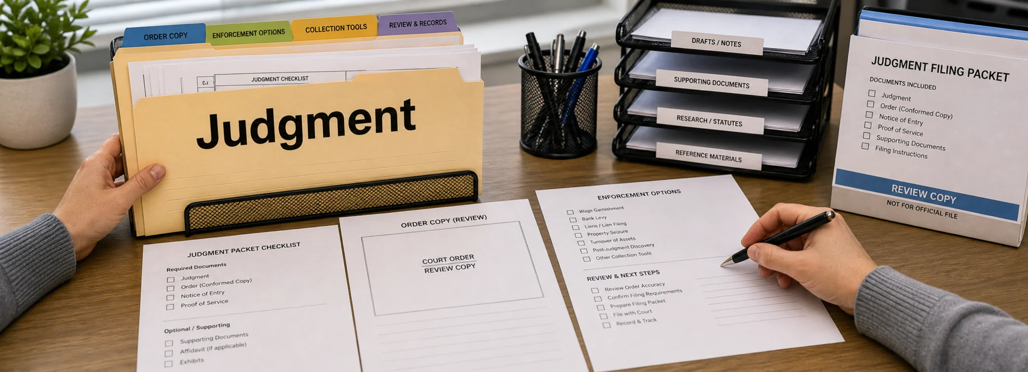 Judgment legal document preparation, court forms, filing packets, and paralegal document support from Court Documents