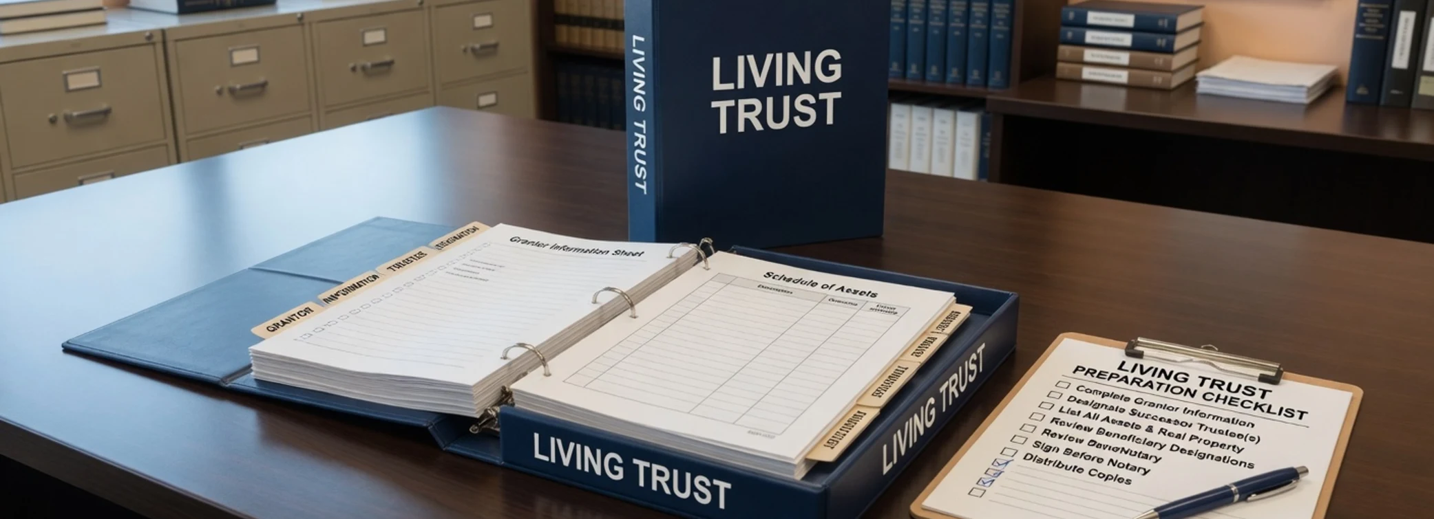 Living trust legal document preparation, court forms, filing packets, and paralegal document support from Court Documents