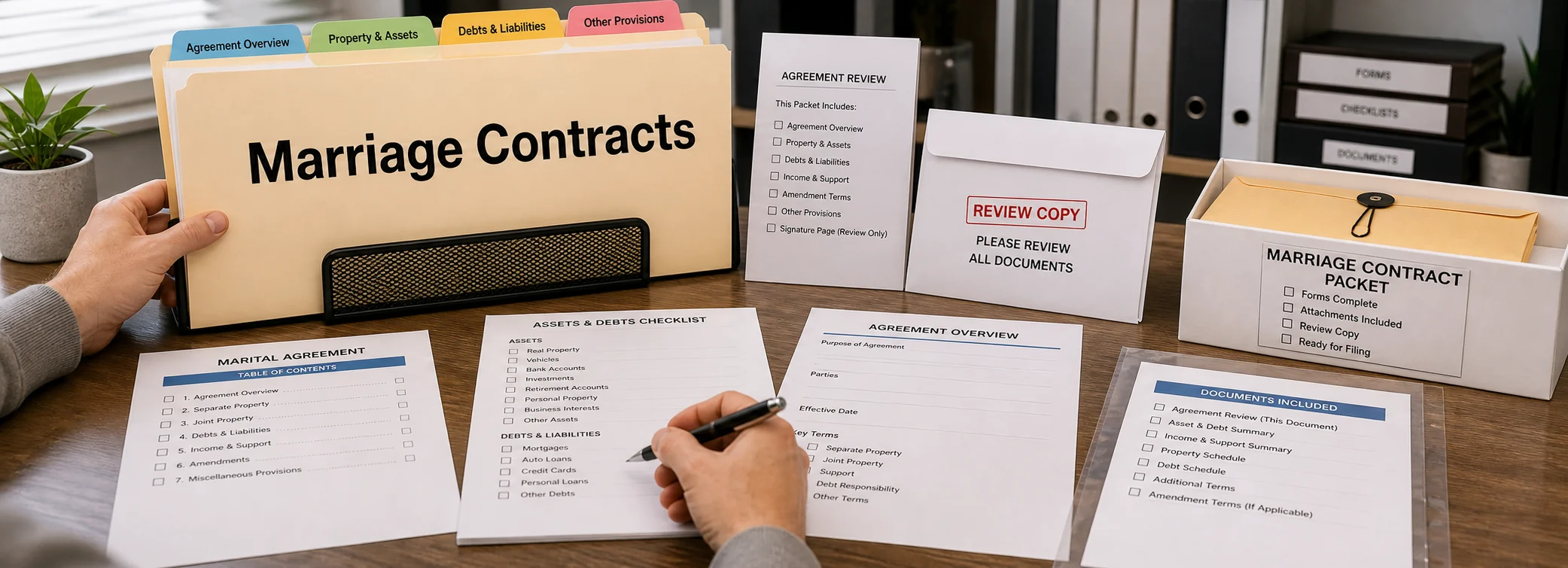 Marriage contracts legal document preparation, court forms, filing packets, and paralegal document support from Court Documents