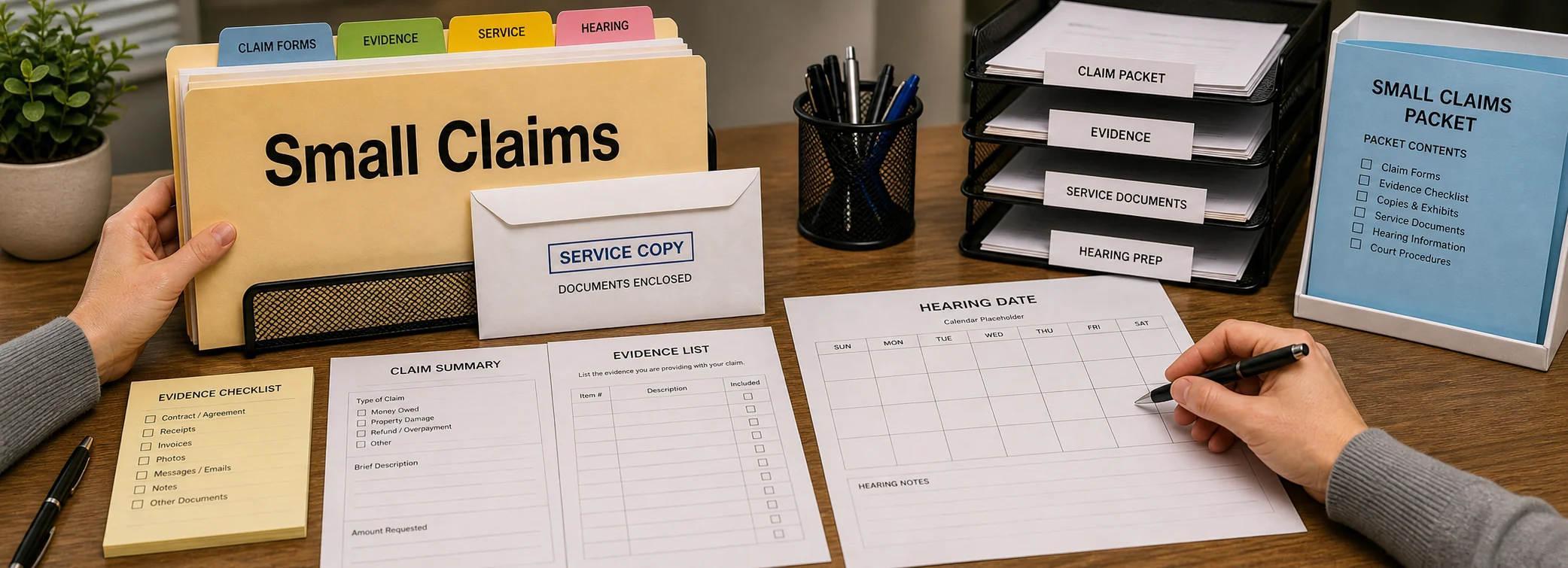 Small claims legal document preparation, court forms, filing packets, and paralegal document support from Court Documents