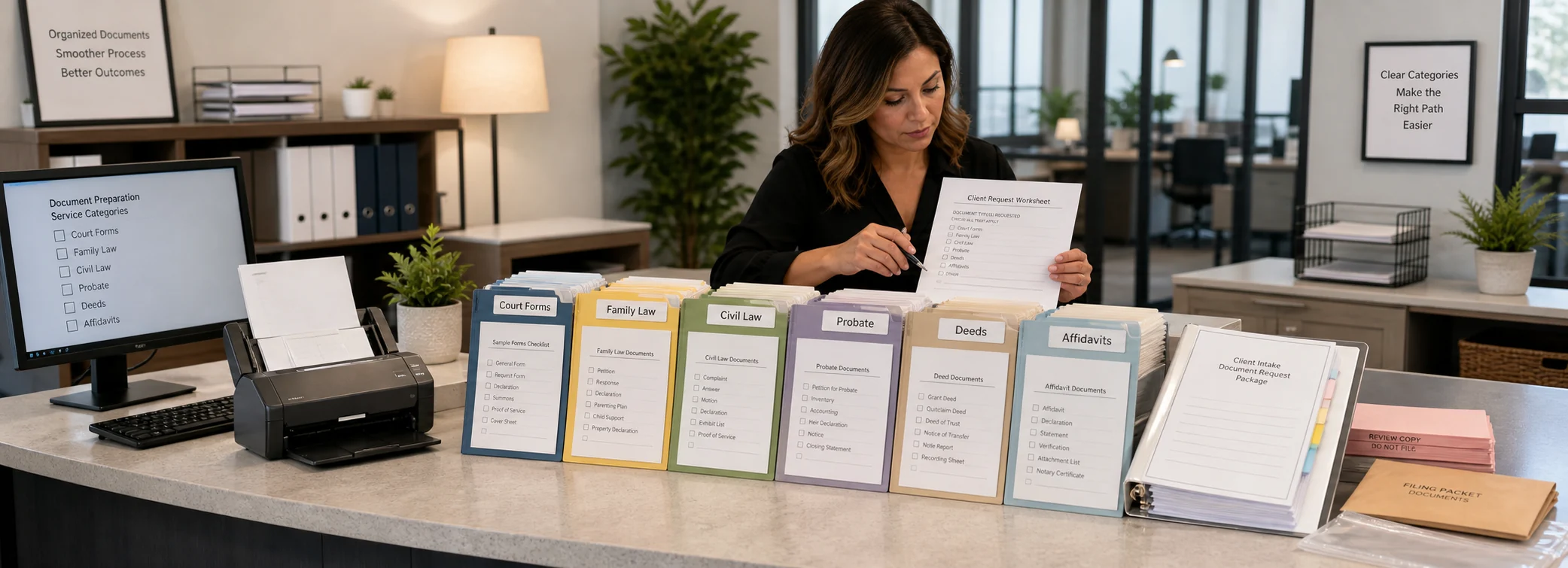 Legal document preparation services, court forms, filing packets, and paralegal document support from Court Documents