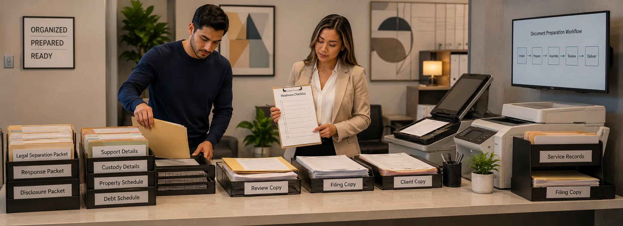 Legal separation document preparation, family law forms, disclosure packets, and paralegal document support from Court Documents