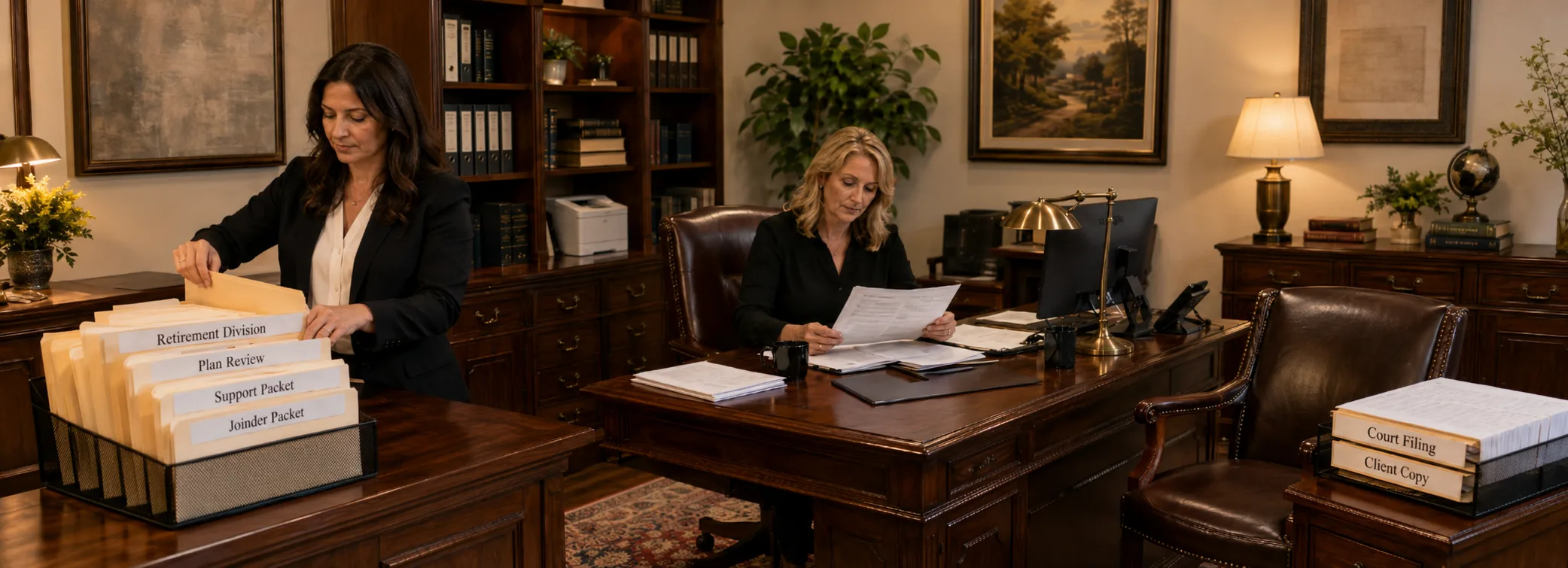QDRO document preparation, retirement division packets, FL-460 support orders, and family law document support from Court Documents