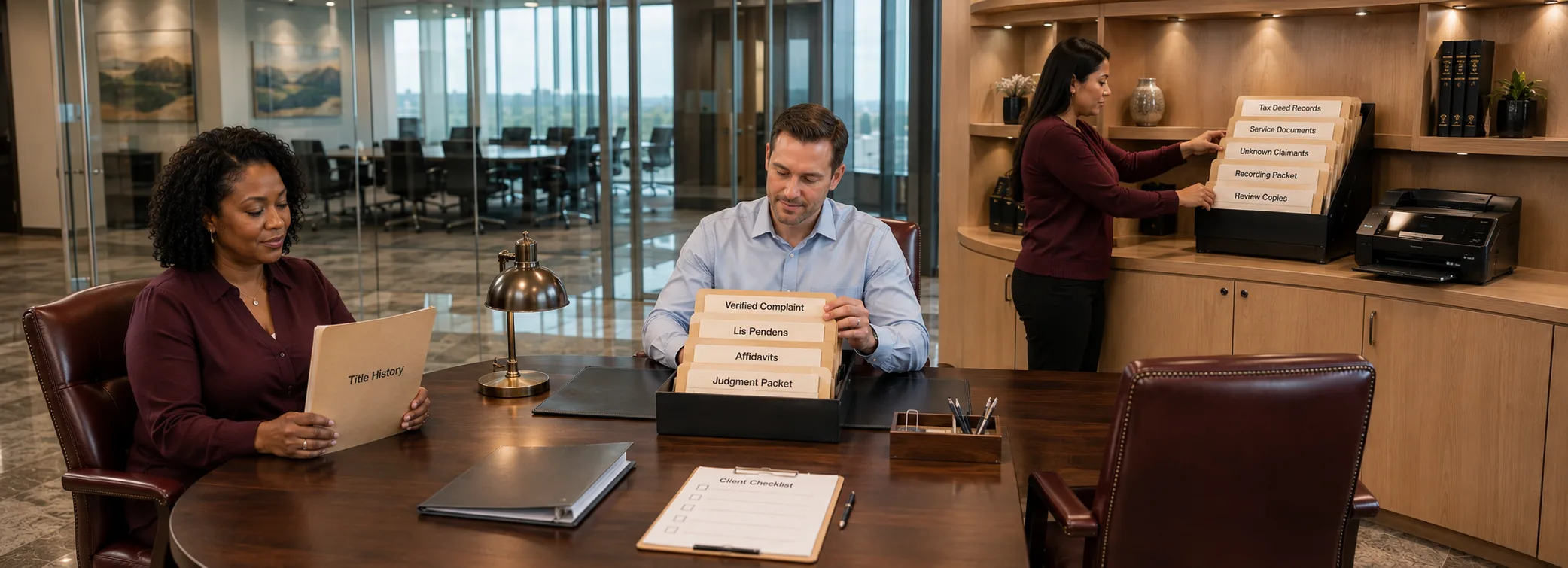 Quiet title action document preparation, property claim packets, lis pendens forms, and paralegal document support from Court Documents